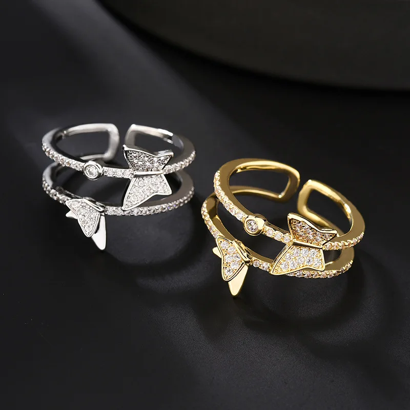 

Jachon INS trendy butterfly ring female design fashion fashion ring light the luxury of senior ring, As picture