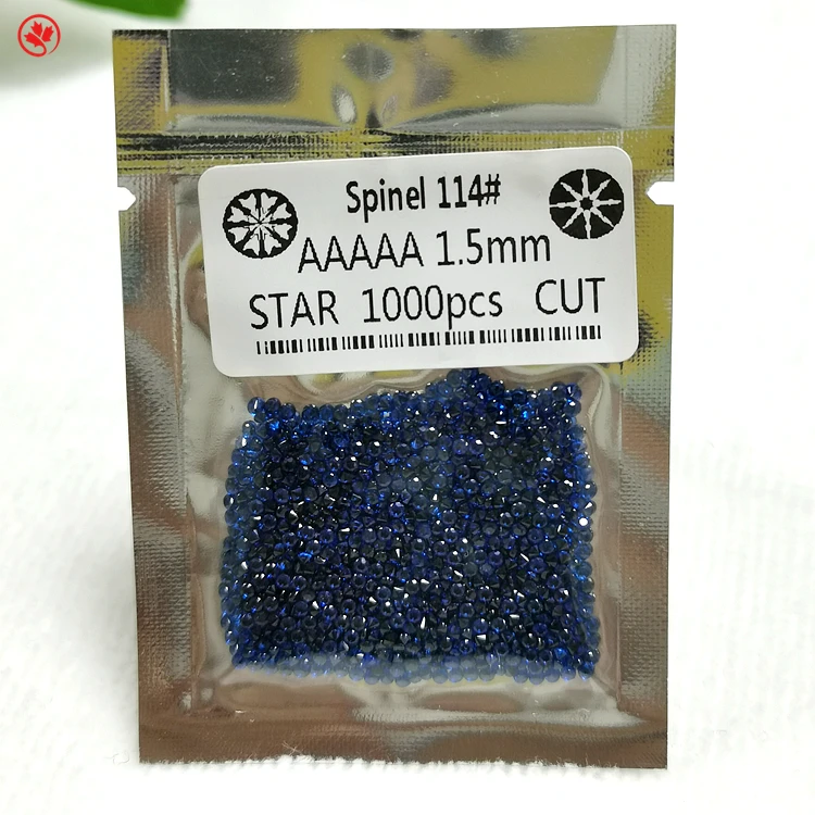 

Wholesale 5A high quality synthetic spinel blue 114# round shape 1.5mm spinel gemstone