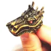 18K Gold Plated Ruby Eyes Stainless Steel Dragon Head Ring For Men Jewelry