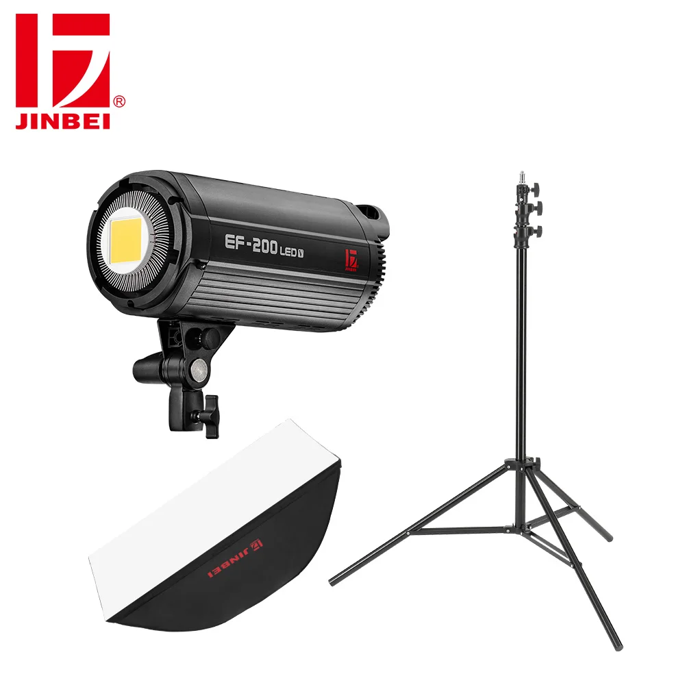 

JINBEI EF-200 200W LED Video Light Kit with Softbox and Light Stand 5500K Light Photographic Equipment