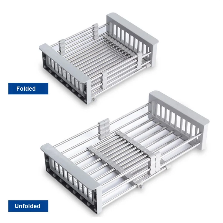 

Stainless Steel Drying Rack Dishwasher Pool Extendable Dish Drainer Basket Custom Collapsible Sink Dish Rack, Grey or custom