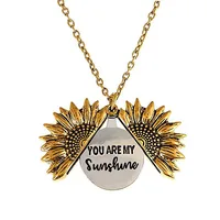 

Hot sale Custom You are my sunshine Open Locket Sunflower Pendant Necklace for women
