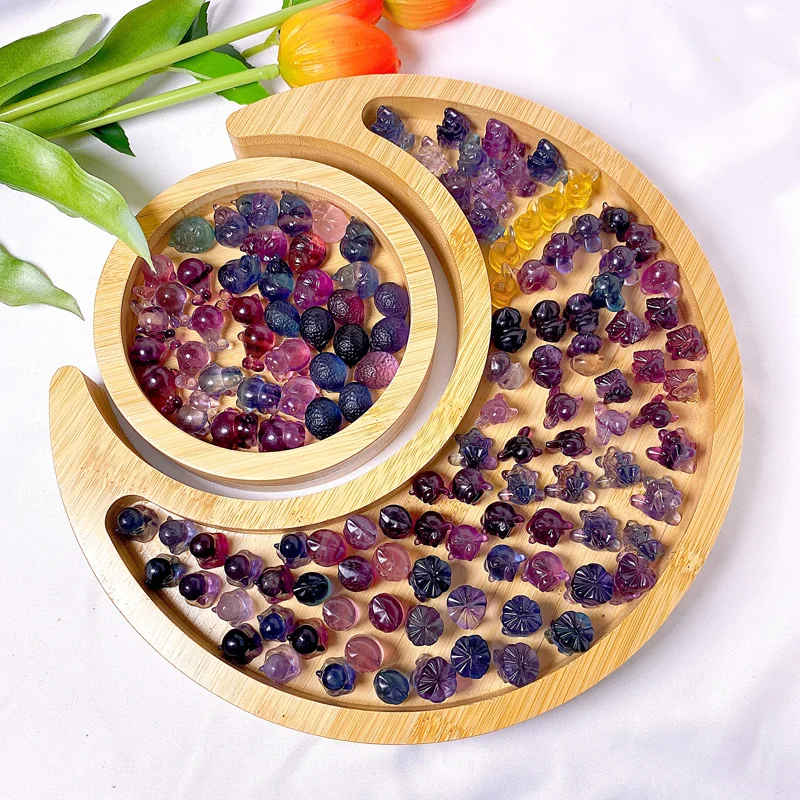 

Hot Sales Mini Natural Rainbow Fluorite Carving Healing Stone Crystal Mini Carving For Decoration