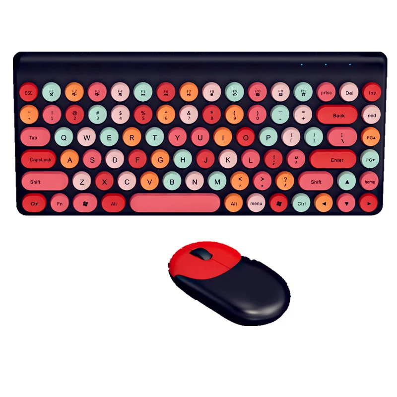 

Color lipstick punk 2.4G wireless keyboard and mouse set lovely neutral packaging