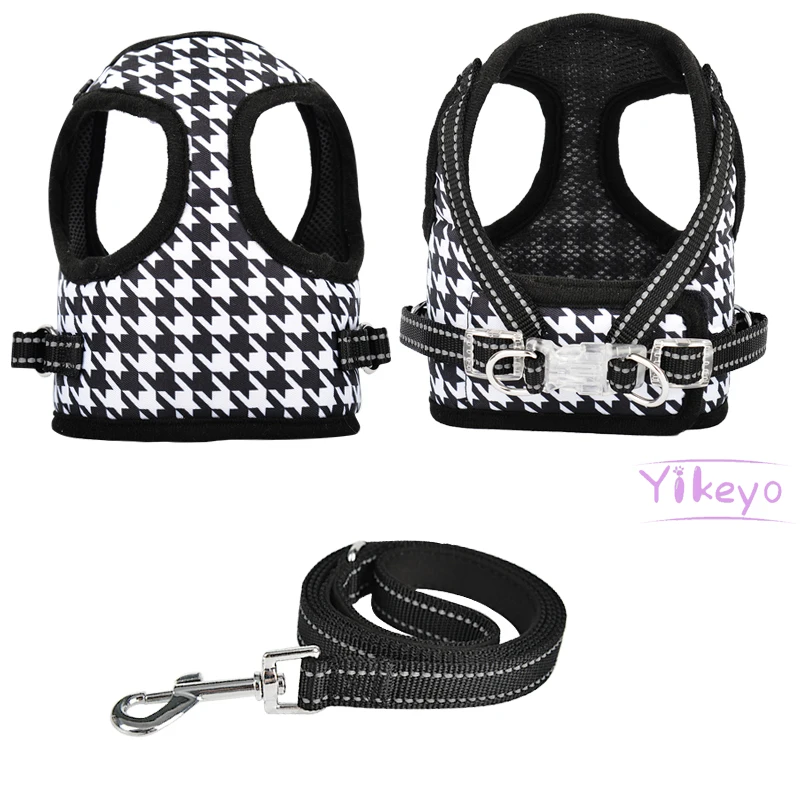 

Oem Supplies Plaid Mesh Slowton No Pull Small Step Dog Designer Design Personalized Luxury Pet Dog Harness And Leash Lead Set