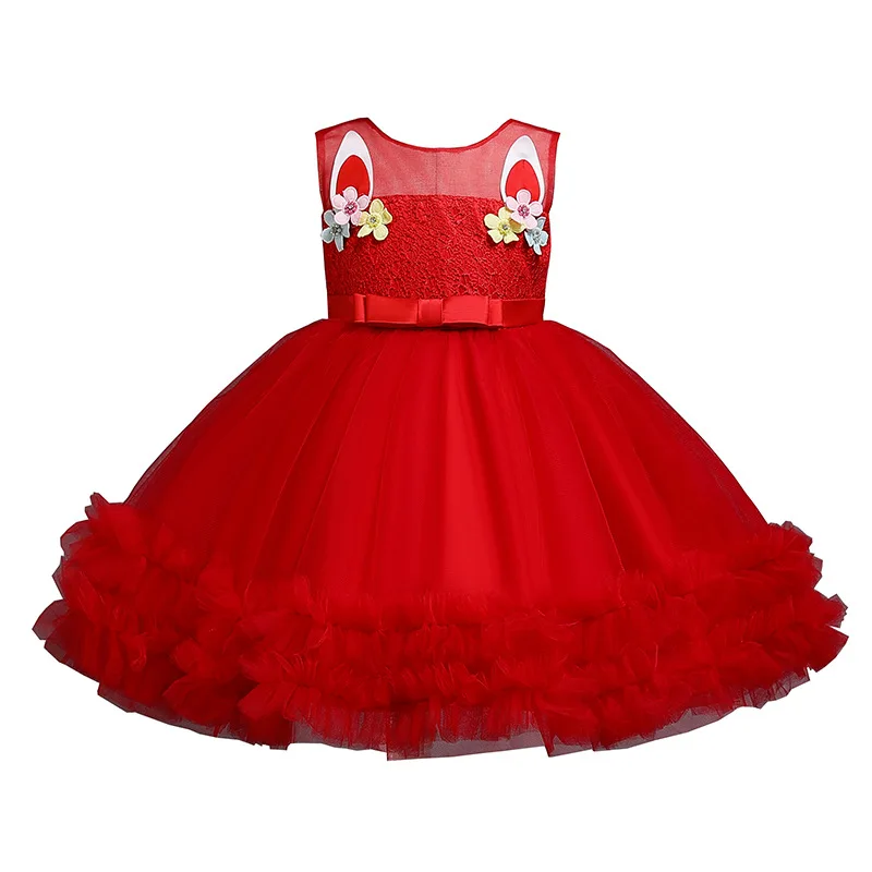 

Maxi standard girls unicorn princess dress short children's dress puffy cake skirt piano performance puffy dress