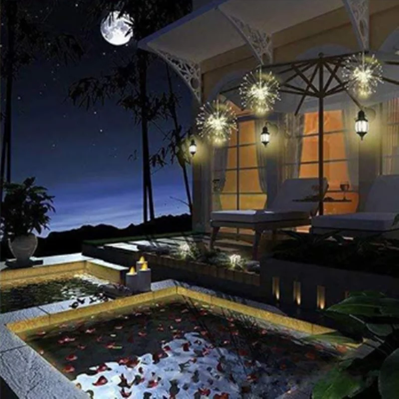 
Led Solar Powered 200Leds Waterproof Copper Wire Firework Light 