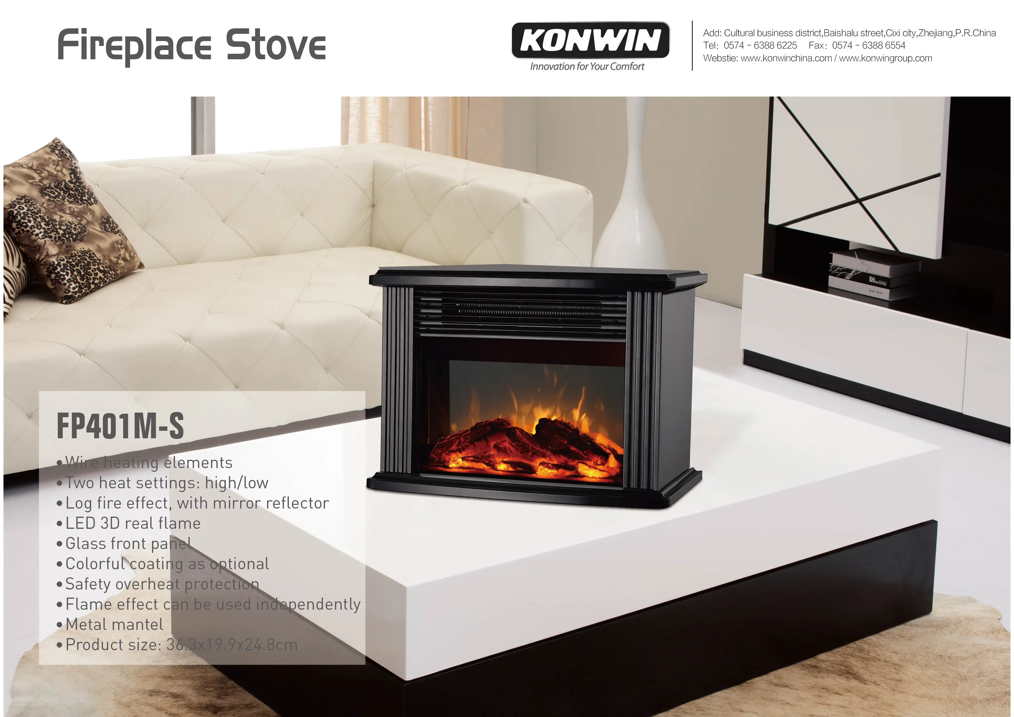 Konwin Mini Tabletop Fireplace Stove Heater Fp401m S Buy