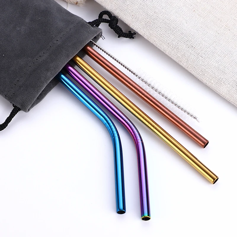 

266*6cm Long Metal Reusable Straws Drinking Reusable Long Stainless Steel Straw 10.5, 10 colors available