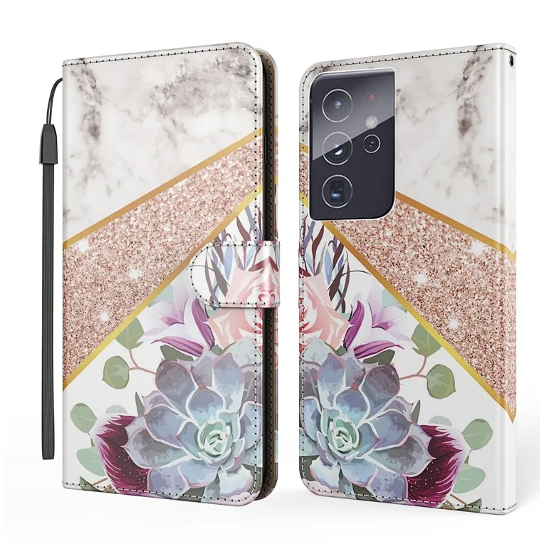 

Wholesale Geometry Marble Flip PU Leather Wallet Phone Case For iPhone 12 Pro