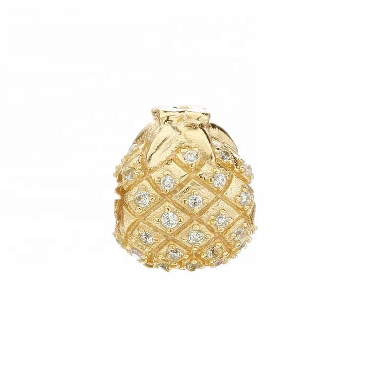 

High fashion rhinestone pendants rose gold pineapple charms for bracelet
