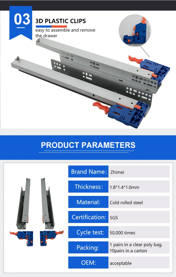 Full Extension Concealed Dtc Undermount Drawer Slides Undermount Soft