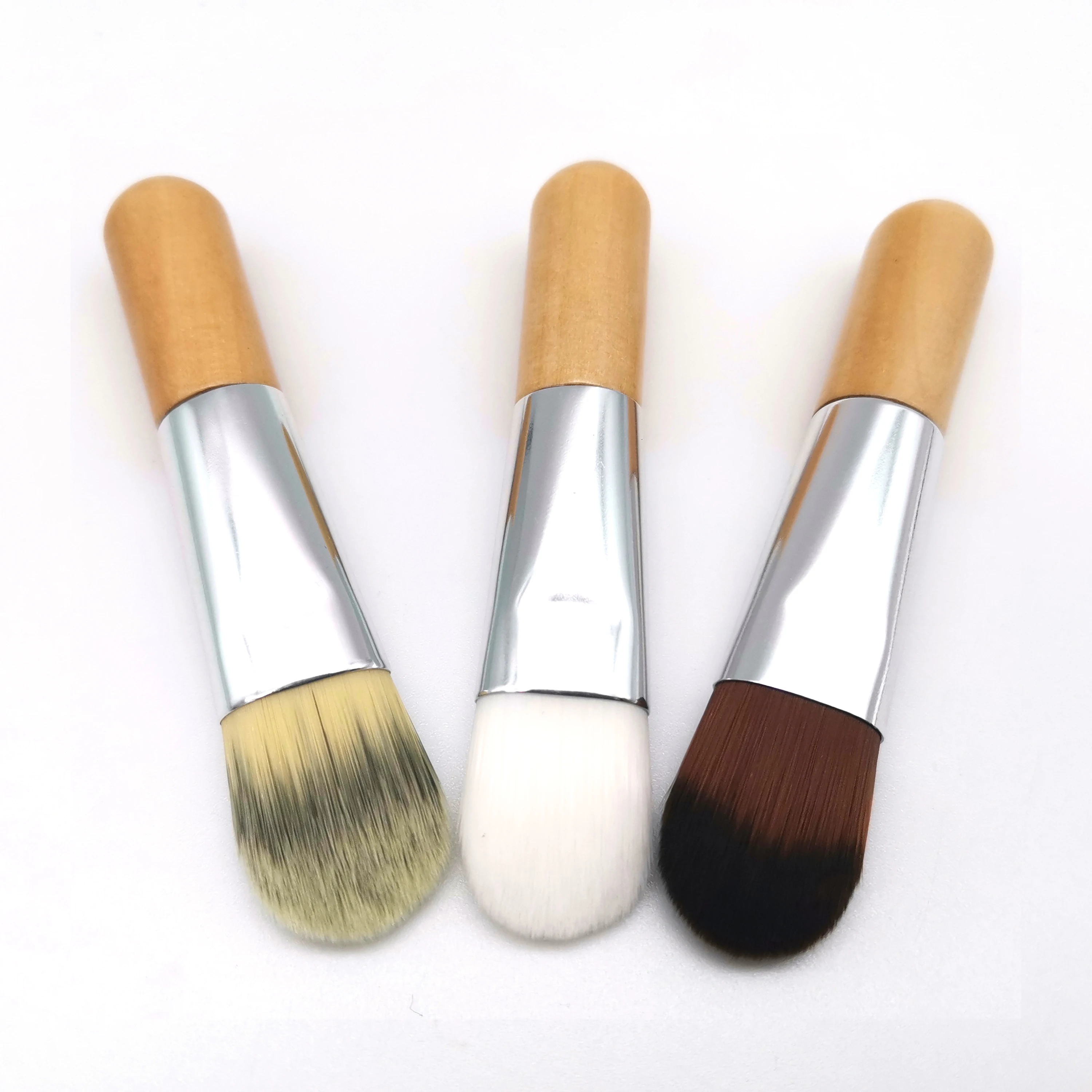 

Hot Selling Private label Wood Handle Synthetic Vegan 7cm 8cm Small Mini Facial Mask Clay Brush, Yellow, customized