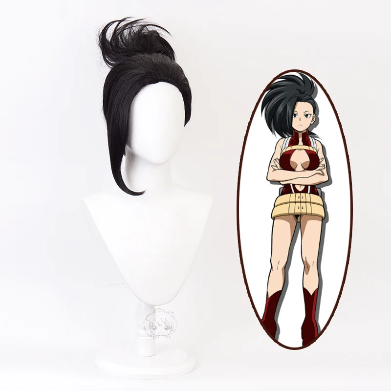 

Funtoninght popular My Hero Academia cosplay wigs black YAOYOROZU MOMO cosplay wigs for Halloween parties, Pic showed