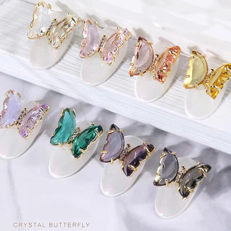 

Wholesale Luxury Zircon Glass Butterfly Spinner Drill 3D Nail Art Nail decorated Beauty Finger Nail Sticker Fashion Accessories