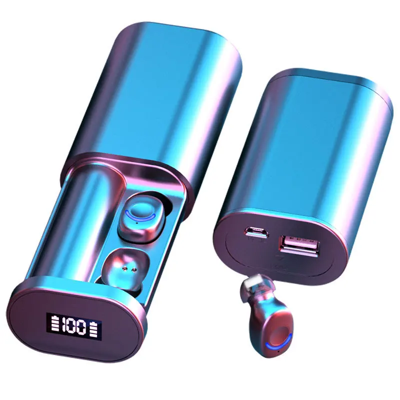 

2022 New BT5.2 Earphone Led Light 2200mah Spare Power Bank Wireless Tws Earbud