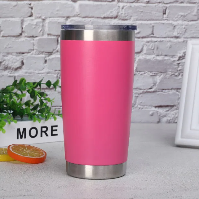 

wholesale 20 oz powder coated vacuum Insulated blank stainless steel tumbler for beer wine coffee, Black ,white,pink,etc
