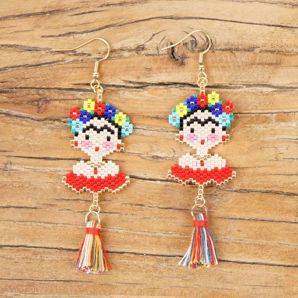 

Go2Boho Femme Bohemian Hook Miyuki Beaded Earring Women Charm Girl Mexican Frida Tassel Handmade Fine Fashion Jewelry Earrings