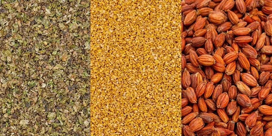 Well-stocked spice rack featuring dried coriander prominently