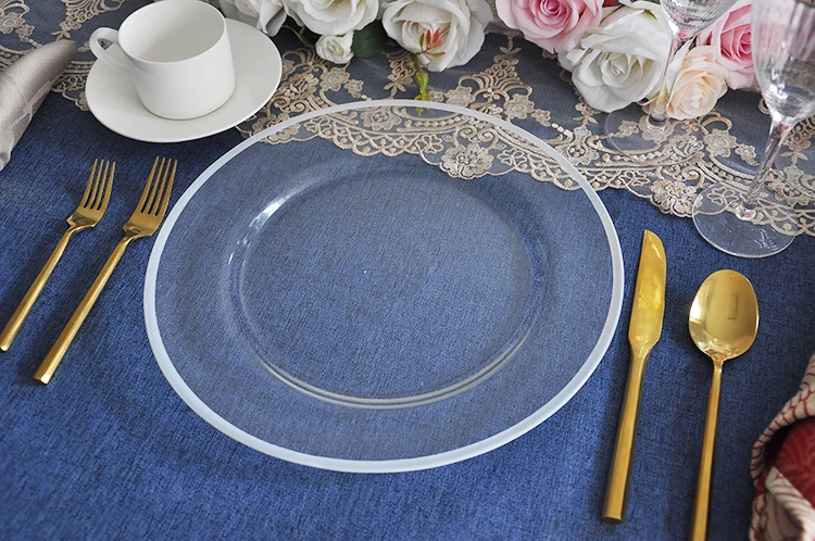 Wholesale Clear White Rim Classic Glass Charger Plate For Dining Table ...