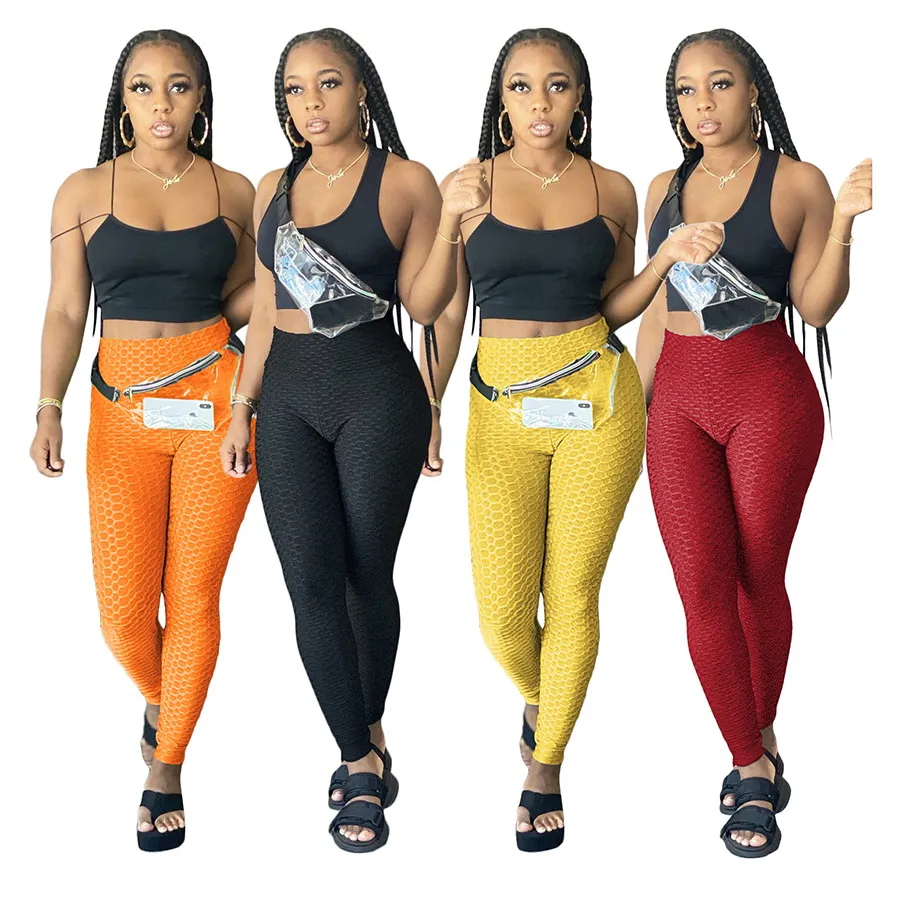 

Foma S390082 women clothing fashion jacquard high waist elastic yoga pants sport hip leggings fitness long trouser, 4 colors