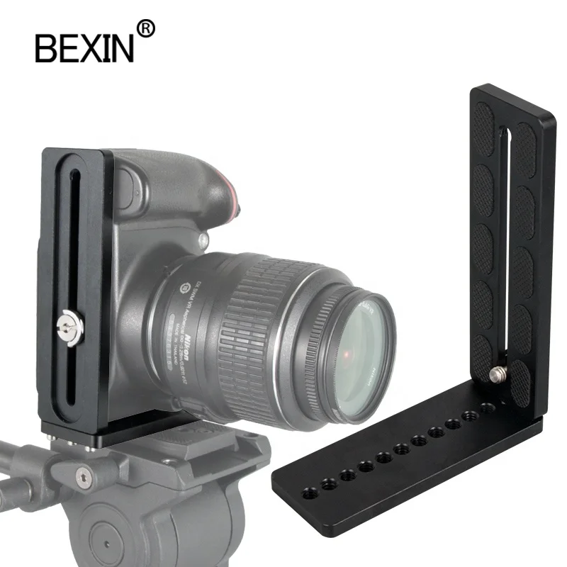 

BEXIN quick loading plate vertical frame bracket SLR camera tripod right angle plate mounting plate for camera dslr canon sony, Black