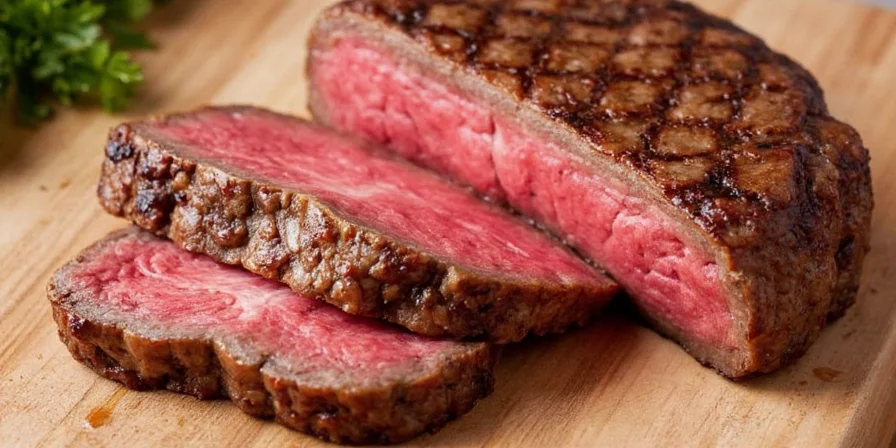 Steak resting on cutting board