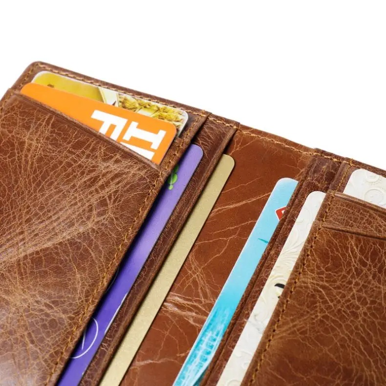 

AIYIYANG Men's Vertical Genuine Leather Wallets Anti-Magnetic Rfid Anti-Theft Swipe Card Package Card Holder Id Package