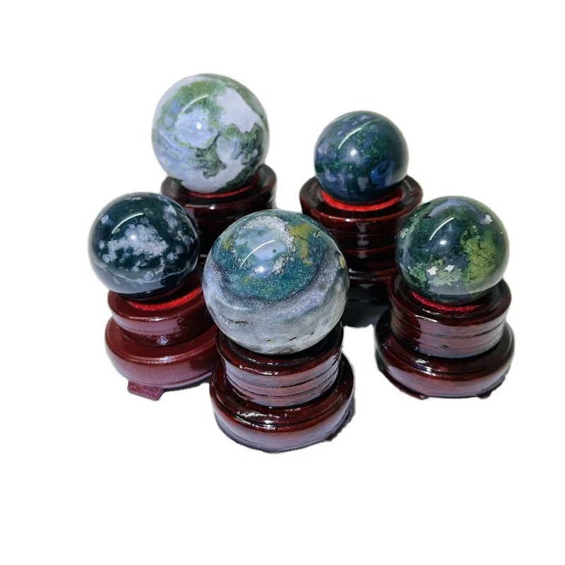 

Moss Agate Sphere Wholesale Natural Crystal Crafts Moss Agate Ball For Sale