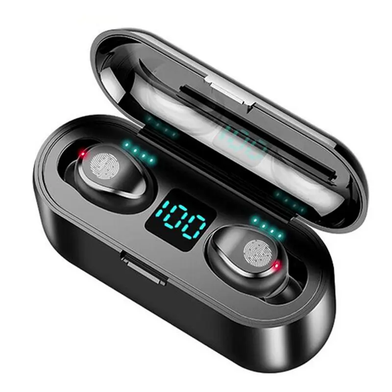 

Hot sell F9-8 Tws Wireless Headphone LED display Touch Control Earphone In-ear Headset F9 tws Earbuds for Mobile Phone, Black/white