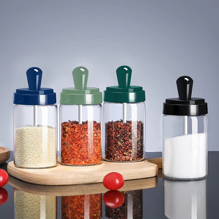 

250ml kitchen glass seasoning spice powder bottle jar sets with spoon