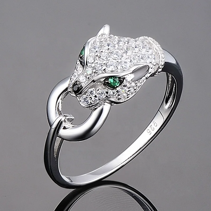 

Panther Ring For Women Pure 925 Sterling Silver Creative Ring Cubic Zirconia Rings Party Fashion Jewelry