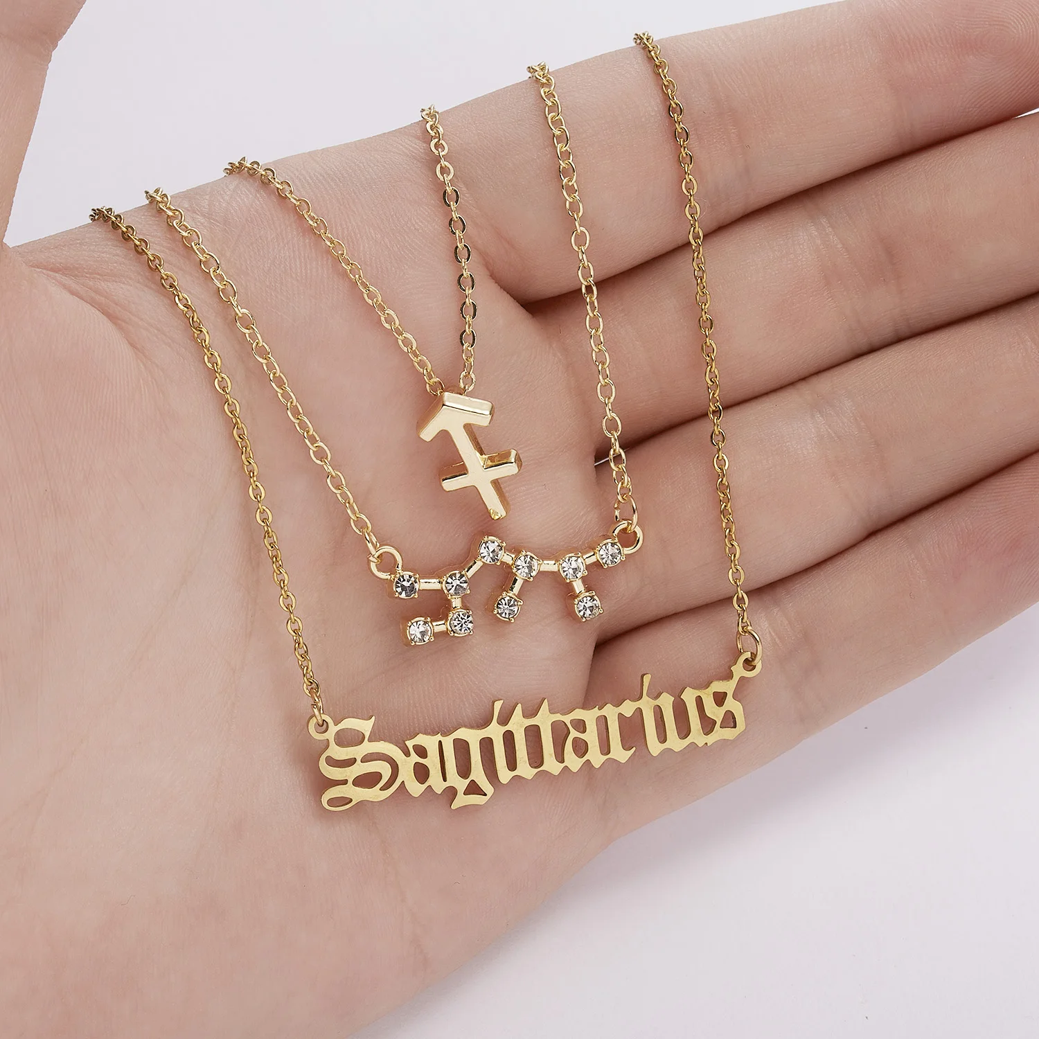 

3pcs/set 12 Zodiac Sign Necklaces With Gift Card Gold Silver Color Jewelry for Women Men Couples Birthday Valentine's Day gift