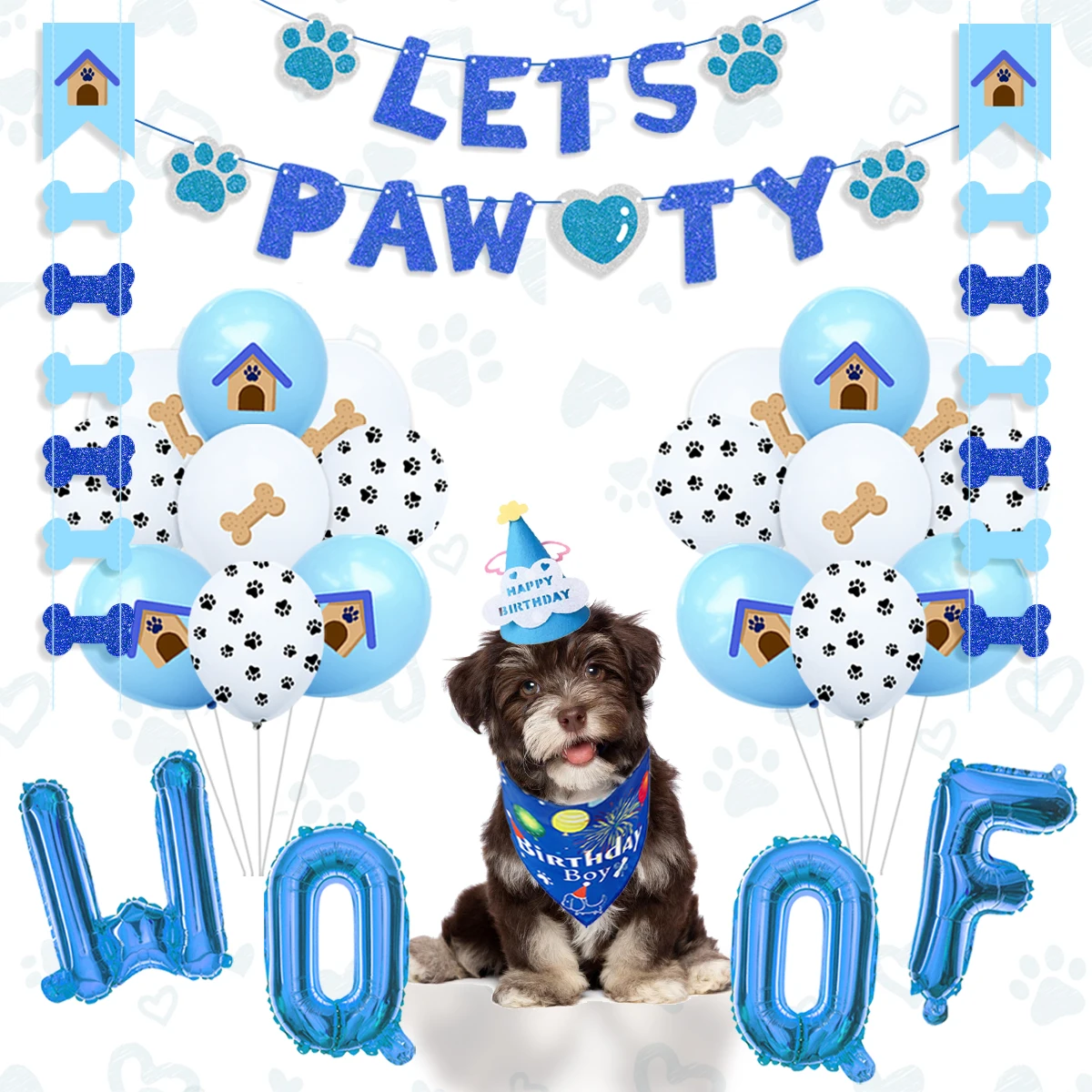 

Nicro Pet Birthday Party Supplies Dog Birthday Decoration Lets Pawty Paper String Banner Balloon Pet Dog Birthday Party