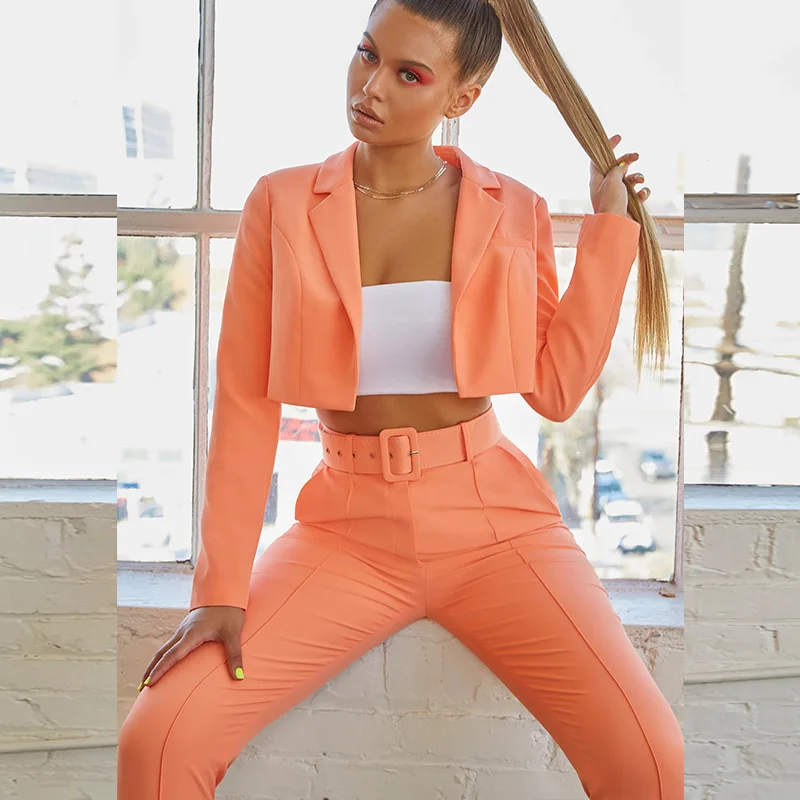 Woman Small Suit Without Buckle Suit Pants Two-Piece Set Short Blazer Suits For Women Office