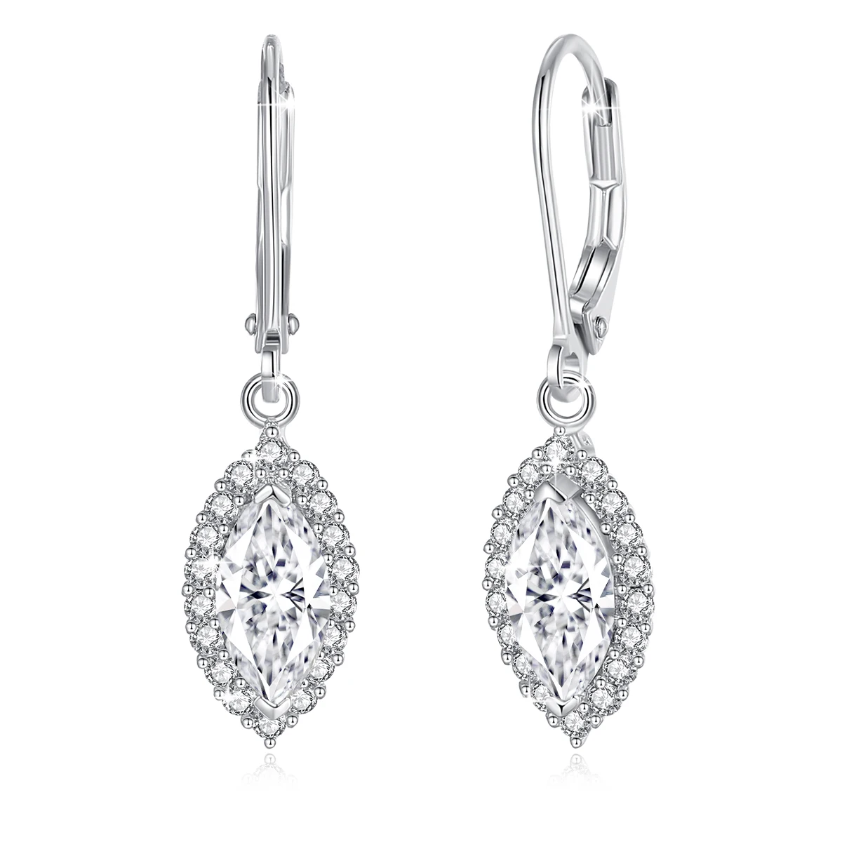 Fine Quality Jewelry Wedding Holiday Gifts Women 925 Silver 1 Carat Pear-Shaped Moissanite Platinum Plated Stud Luxury Earrings