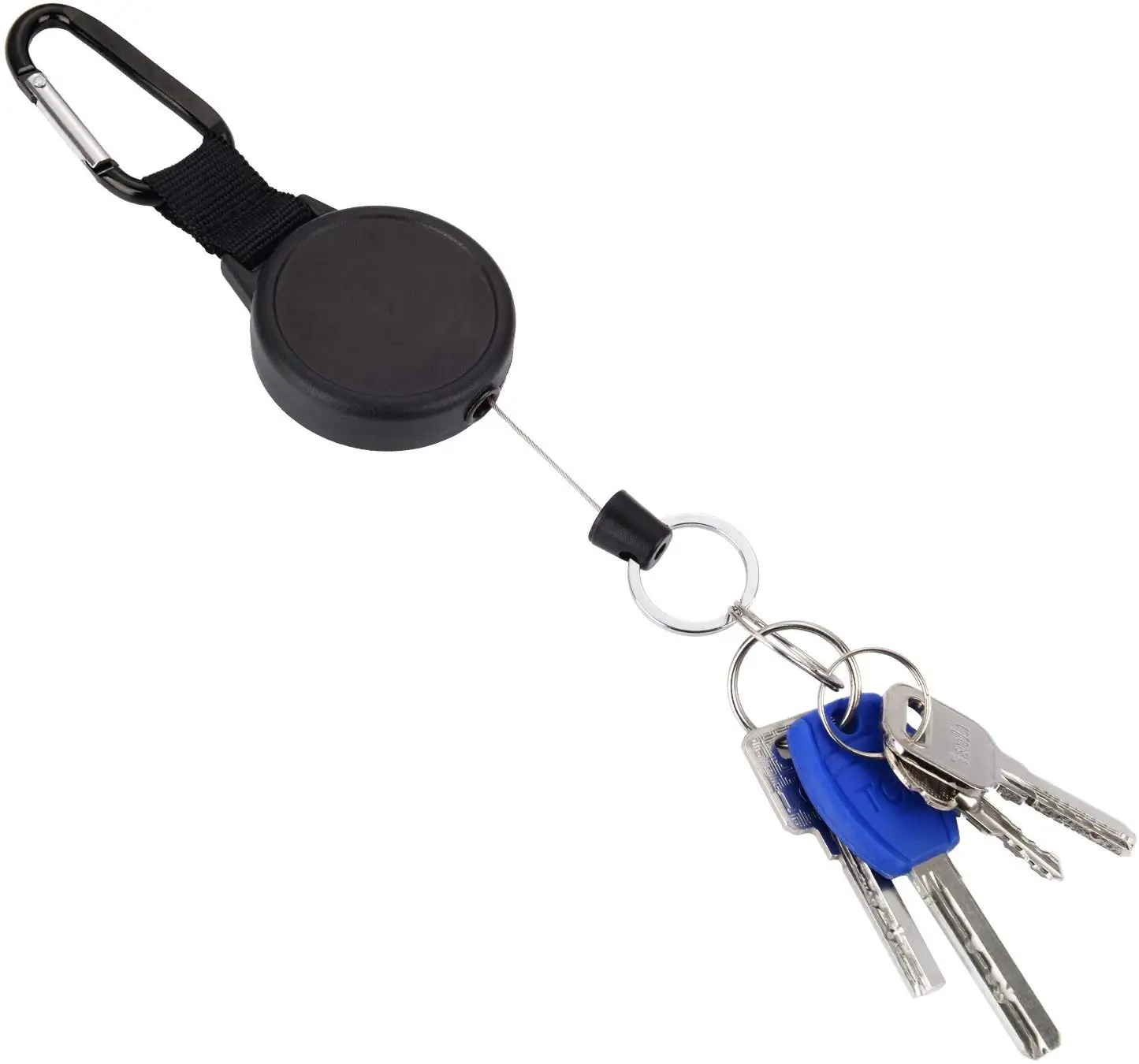 Hot Sell In Amazon Heavyduty Retractable Key Chain Retractable Key With 39 Inches Steel Wire