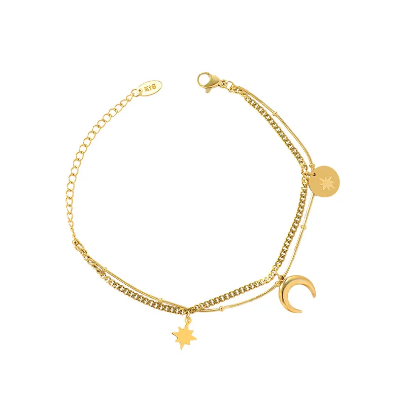 

Niche design European and American cool fashion star moon sun Bracelet Necklace Set