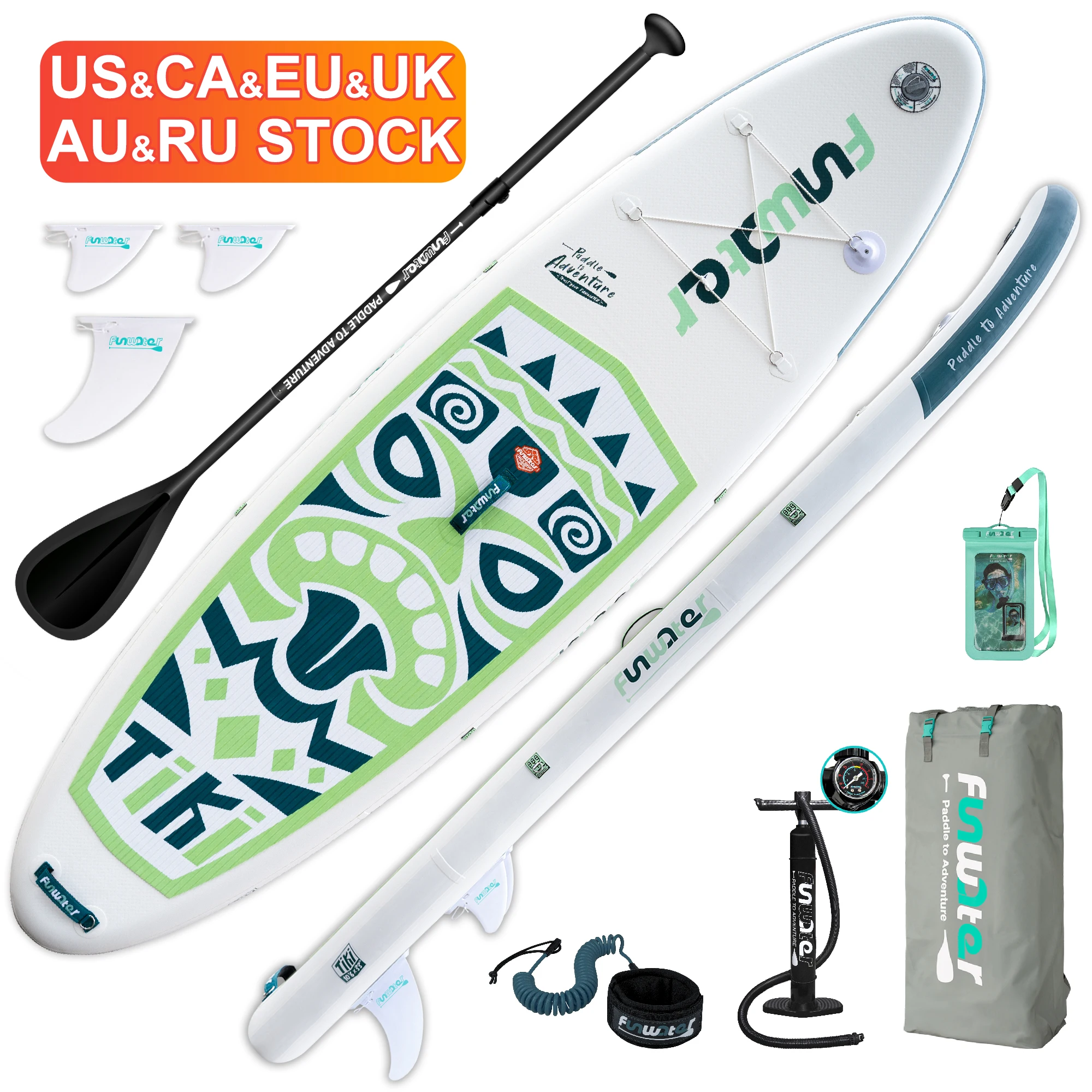 

FUNWATER Dropshipping OEM 10'6" Black sup paddle board surf surfboard water sport subboard foldable surfingboard