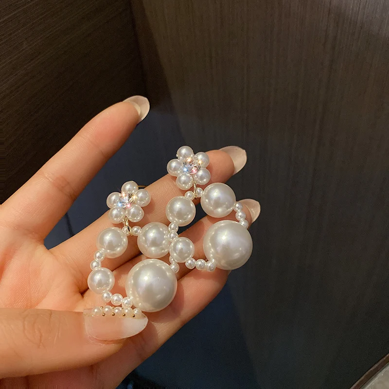 

trendy fashion circle drop big pearl earring for women