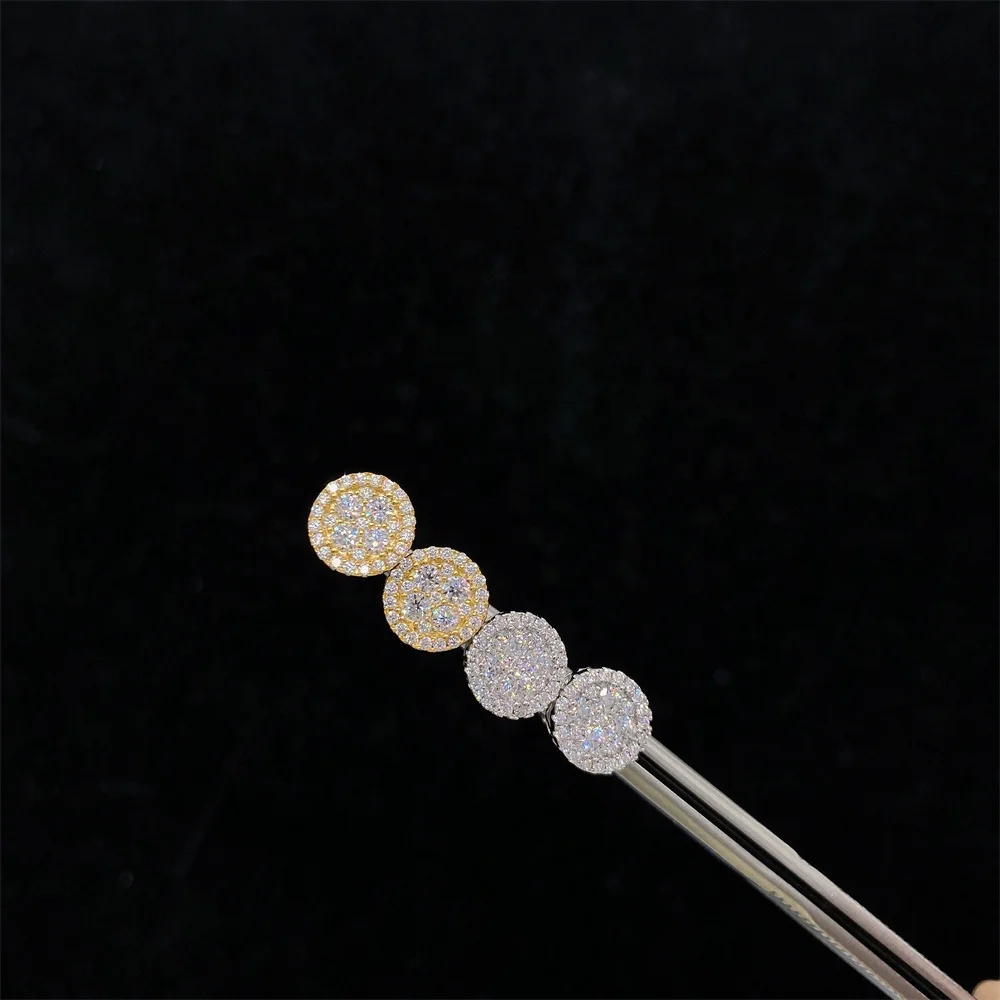 

Wholesale cheap price golden round vvs mens moissanite earring 925 silver hip hop screw back earrings for men