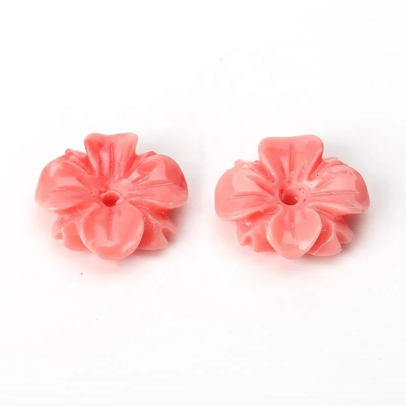 Pink Conch Shell Beads Carved Flower Beads, 14x14x4mm, 1.1g