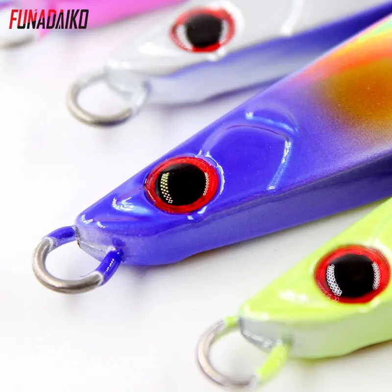 

FUNADAIKO fishing metal jigging lure vertical saltwater luminous fishing hard bait high quality metal fishing lure slow jig, 5 colors