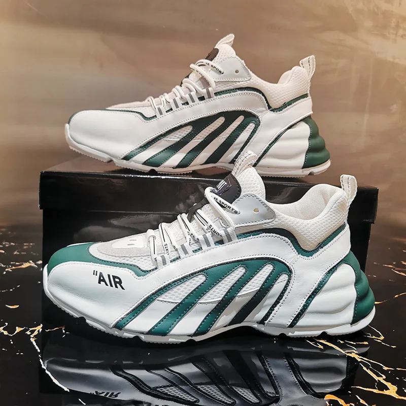 

New arrival men's leather mesh breathable trend 2022 spring new sports casual men's shoes