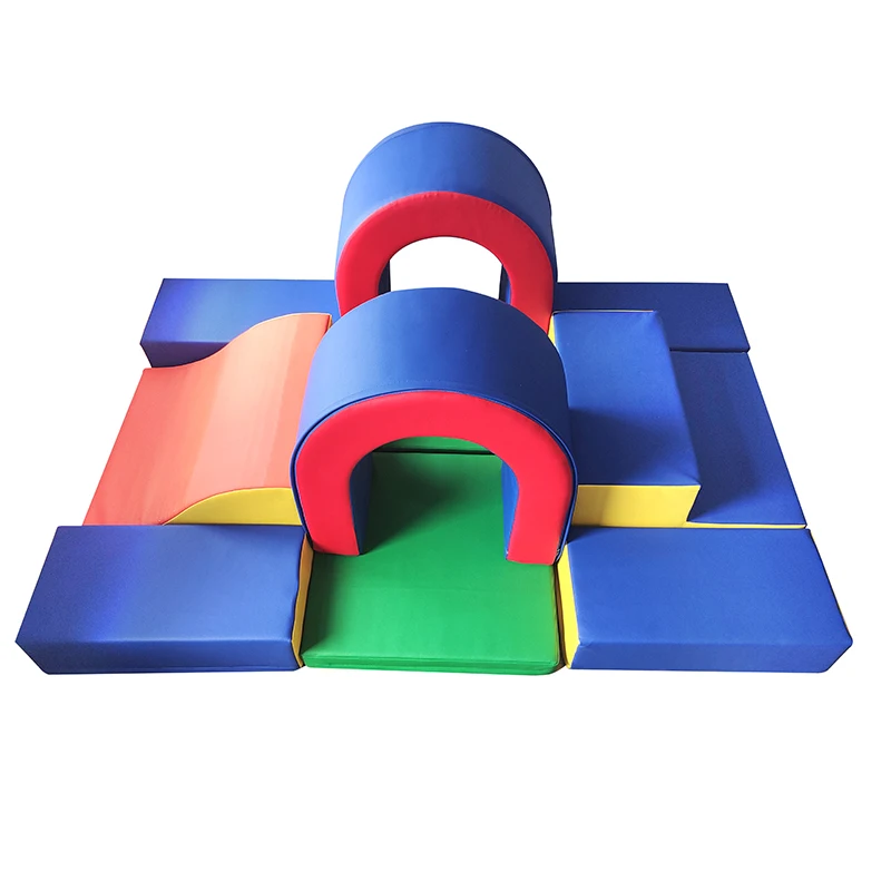 

Double-Tunnel Foam Climber Set Soft Play Equipment Indoor Playground Active Play Structure for Kids Safe Soft Foam Play Set, Red, blue, yellow or customized foam climber set