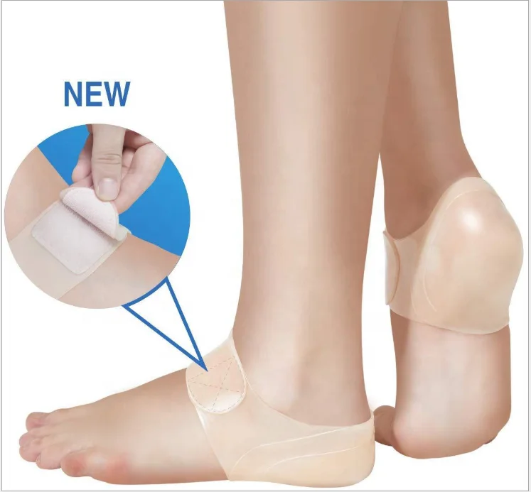 

JOGHN Gel Heel Socks Silicone Heel Cushion Cups Heel Spur Relief, White/beige