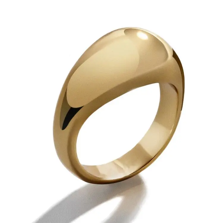 

2021 Stainless Steel New Fashion Gold Large Rings for Women Party Jewelry Big ARC Cocktail Ring