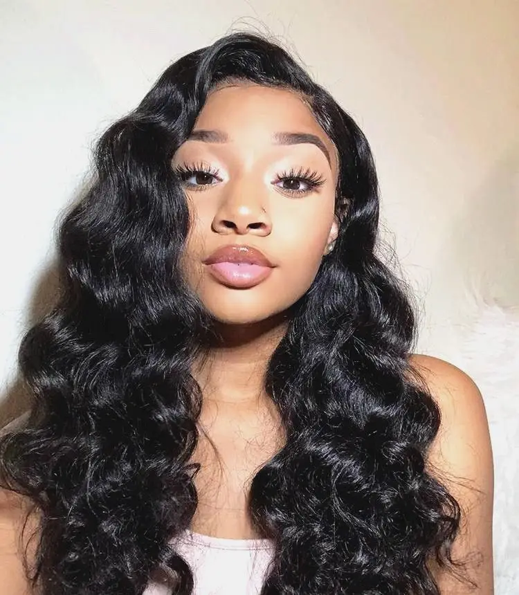 

More Popular 180%Density 13x6 Brazilian Loose Wave Lace Front Human Hair Wigs Natural Hairline