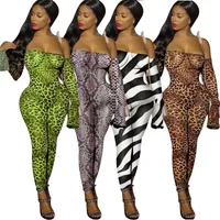 

B32672A 2019 New Fashion Spring Style Fitted Women leopard print Jumpsuit