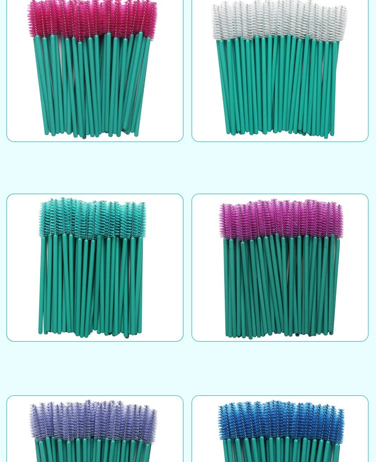 Disposable Plastic Eyelash Brush Mascara Wand Lash Brush Colorful Eyelash Extension Brushes